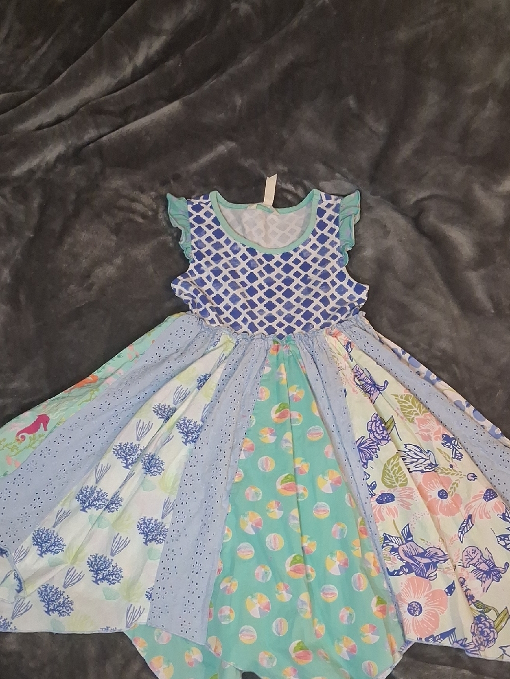 Matilda Jane Blue & Aqua Patchwork Tiered Sundress